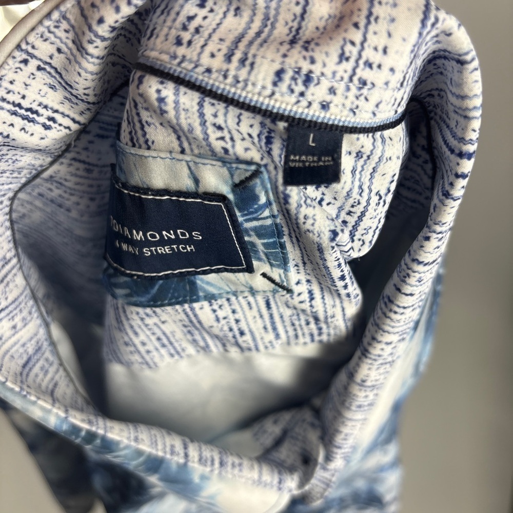 7 Diamonds Blue and White Men's Butterfly Shirt - Large - Picture 11 of 11
